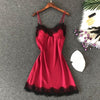 Image of Women's Sexy Lingerie Silk Nightgown Summer Dress Lace Night Dress Sleepwear Babydoll Nightie Satin Homewear Chest Pad Nightwear