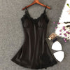 Image of Women's Sexy Lingerie Silk Nightgown Summer Dress Lace Night Dress Sleepwear Babydoll Nightie Satin Homewear Chest Pad Nightwear