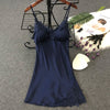 Image of Women's Sexy Lingerie Silk Nightgown Summer Dress Lace Night Dress Sleepwear Babydoll Nightie Satin Homewear Chest Pad Nightwear