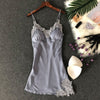 Image of Women's Sexy Lingerie Silk Nightgown Summer Dress Lace Night Dress Sleepwear Babydoll Nightie Satin Homewear Chest Pad Nightwear