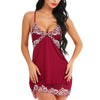 Image of Women's Sexy Lingerie V Neck Floral Sleepwear Sexy Nightgown Soft Lace Robes Sleep Dress