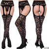 Image of Women's Sexy Solid Striped Elastic High Waist Transparent Stockings Lingerie Garter Fishnet Pantyhose Open Crotch Tights
