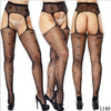 Image of Women's Sexy Solid Striped Elastic High Waist Transparent Stockings Lingerie Garter Fishnet Pantyhose Open Crotch Tights