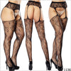 Image of Women's Sexy Solid Striped Elastic High Waist Transparent Stockings Lingerie Garter Fishnet Pantyhose Open Crotch Tights