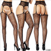 Image of Women's Sexy Solid Striped Elastic High Waist Transparent Stockings Lingerie Garter Fishnet Pantyhose Open Crotch Tights