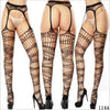 Image of Women's Sexy Solid Striped Elastic High Waist Transparent Stockings Lingerie Garter Fishnet Pantyhose Open Crotch Tights
