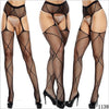 Image of Women's Sexy Solid Striped Elastic High Waist Transparent Stockings Lingerie Garter Fishnet Pantyhose Open Crotch Tights