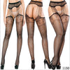 Image of Women's Sexy Solid Striped Elastic High Waist Transparent Stockings Lingerie Garter Fishnet Pantyhose Open Crotch Tights