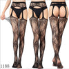 Image of Women's Sexy Solid Striped Elastic High Waist Transparent Stockings Lingerie Garter Fishnet Pantyhose Open Crotch Tights