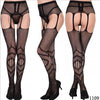 Image of Women's Sexy Solid Striped Elastic High Waist Transparent Stockings Lingerie Garter Fishnet Pantyhose Open Crotch Tights