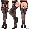 Image of Women's Sexy Solid Striped Elastic High Waist Transparent Stockings Lingerie Garter Fishnet Pantyhose Open Crotch Tights