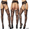 Image of Women's Sexy Solid Striped Elastic High Waist Transparent Stockings Lingerie Garter Fishnet Pantyhose Open Crotch Tights