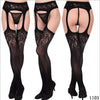 Image of Women's Sexy Solid Striped Elastic High Waist Transparent Stockings Lingerie Garter Fishnet Pantyhose Open Crotch Tights
