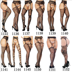 Women's Sexy Solid Striped Elastic High Waist Transparent Stockings Lingerie Garter Fishnet Pantyhose Open Crotch Tights