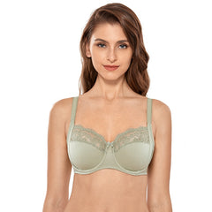 Women's Sheer Lace Non Padded Full Coverage Underwire Support Plus Size Bra