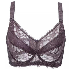 Women's Sheer Lace Underwire bra Unlined Minimizer Bra 34 36 38 40 42 44 46 48 B C D E F G H