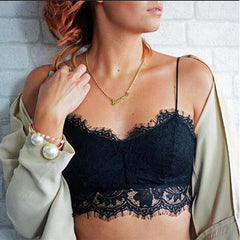 Women's Sleeveless Lace Vest Crochet Tank Tops Blouse Bralette Bra Cami Crop Top