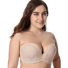 Image of Women's Slightly Padded Push Up Great Support Lace Strapless Bra