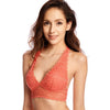 Image of Women's Wirefree Removable Pads Longline Deep V Lace Bra Halter Bralette