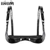 Image of Womens Black Night Clubwear Sexy Open Bras Adjustable Spaghetti Straps Bra Lingerie Wetlook Faux Leather Open Cup Bra Top