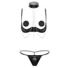 Image of Womens Erotic Lingerie Set Sexy Clubwear Open Cups Bare Exposed Breasts Nipples Underwire Shelf Bra with G-string Nipple Covers