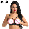 Image of Womens Exotic Lingerie Bras Soft Sheer Adjustable Spaghetti Straps Sexy Tanks Wire-free Unlined Femme Special Open Butt Bra