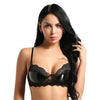 Image of Womens Lingerie Open Cup Latex Bra Top for Sex Wet Look Leather Wire-free Unlined Shelf Bra Sex Exotic Costume Sexy Underwear