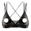 Image of Womens Lingerie Wet Look Leather Push Up Bra Triangle Open Nipples Bralette Sissy Erotic Latex Bustier Wire-free Unlined Bra Top