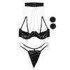Image of Womens Sex Shop Micro Bikini Lingerie Erotic Halter Open Cups Shelf Bra Set+Tangas&Nipple Covers Lenceria Sexy Stripper Costumes