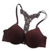 Image of Womens Sexy Front Closure Lace Racer Back Push Up Seamless Bras Racer Back Bra Thin Padded Fine Shoulder Strap Solid Intimates
