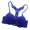 Image of Womens Sexy Front Closure Lace Racer Back Push Up Seamless Bras Racer Back Bra Thin Padded Fine Shoulder Strap Solid Intimates