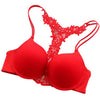 Image of Womens Sexy Front Closure Lace Racer Back Push Up Seamless Bras Racer Back Bra Thin Padded Fine Shoulder Strap Solid Intimates