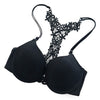Image of Womens Sexy Front Closure Lace Racer Back Push Up Seamless Bras Racer Back Bra Thin Padded Fine Shoulder Strap Solid Intimates
