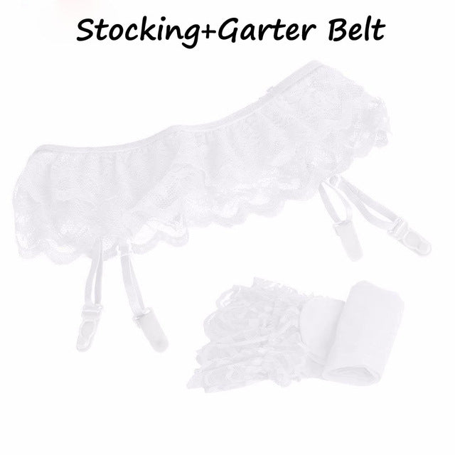 Womens Sexy Garter Belt Black Lace Floral Top Thigh Highs Stockings Garter Belt Suspenders For Woman Wedding Stocking Belt
