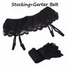 Image of Womens Sexy Garter Belt Black Lace Floral Top Thigh Highs Stockings Garter Belt Suspenders For Woman Wedding Stocking Belt