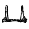 Image of Womens Sexy Lingerie Bras for Nightclub Hot Erotic Wetlook Faux Leather Open Cup Bra Top Women Underwear Sex Clothes