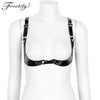Image of Womens Sexy Lingerie Bras for Nightclub Hot Erotic Wetlook Faux Leather Open Cup Bra Top Women Underwear Sex Clothes
