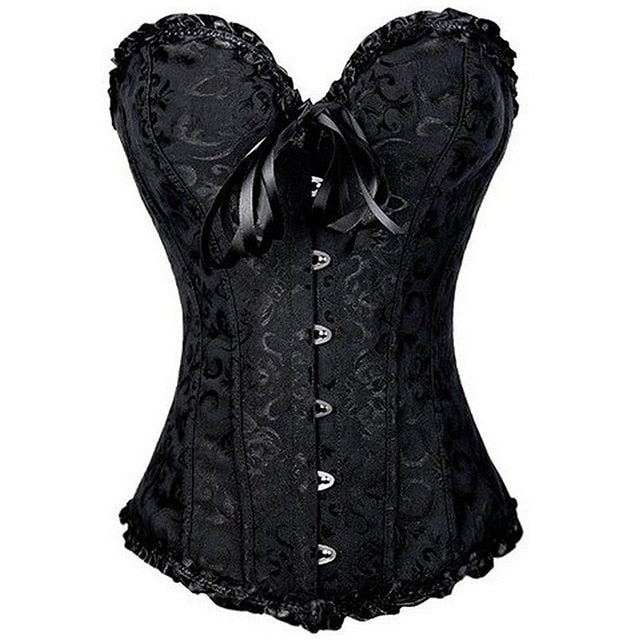 Women Corset Sexy Slim Burlesque Satin Body Shaper Strapless Overbust Plus Size Corset and Bustier  (9)
