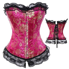 Women Corset Sexy Slim Burlesque Satin Body Shaper Strapless Overbust Plus Size Corset and Bustier  (4)
