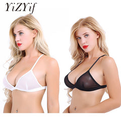 YiZYiF Sexy Bra Women lingerie bralette Soft Sheer Mesh Triangle Bralette Wire-free Unlined Bra Sexy Women Bra Mesh Tank Top