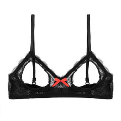 YiZYiF Sexy Women Lingerie Lace Floral Open Cup Exposed Bare See through Triangle Bralette Unlined Bra Top Intimates For Cosplay