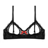 Image of YiZYiF Sexy Women Lingerie Lace Floral Open Cup Exposed Bare See through Triangle Bralette Unlined Bra Top Intimates For Cosplay