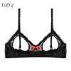 Image of YiZYiF Sexy Women Lingerie Lace Floral Open Cup Exposed Bare See through Triangle Bralette Unlined Bra Top Intimates For Cosplay