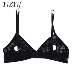 YiZYiF Women Sexy Open Nipple Bra Lingerie Soft Lace Sexy Bra Floral Sheer Nipple Hollow out Bralette Wire-free Unlined Bra Top