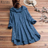 Image of ZANZEA 2019 Autumn Plaid Checked Hoodies Blouse Women Long Sleeve Shirt Casual Linen Tunic Tops Hooded Blusas Chemise Femme 5XL