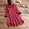 Image of ZANZEA 2019 Autumn Plaid Checked Hoodies Blouse Women Long Sleeve Shirt Casual Linen Tunic Tops Hooded Blusas Chemise Femme 5XL