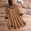 Image of ZANZEA 2019 Autumn Plaid Checked Hoodies Blouse Women Long Sleeve Shirt Casual Linen Tunic Tops Hooded Blusas Chemise Femme 5XL