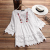 Image of ZANZEA 2019 Summer Lace Crochet Blouse Women Patchwork Lace Up Shirts Chemise Hollow Blusas Tunic Tops Casual Tee Plus Size