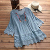 Image of ZANZEA 2019 Summer Lace Crochet Blouse Women Patchwork Lace Up Shirts Chemise Hollow Blusas Tunic Tops Casual Tee Plus Size