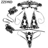 Image of ZZSYKD Lace Sexy Bra Lingerie Femme Set Translucent Push Up Seamless Embroidery Bralette Open Bra Mask Handcuffs Underwear Set